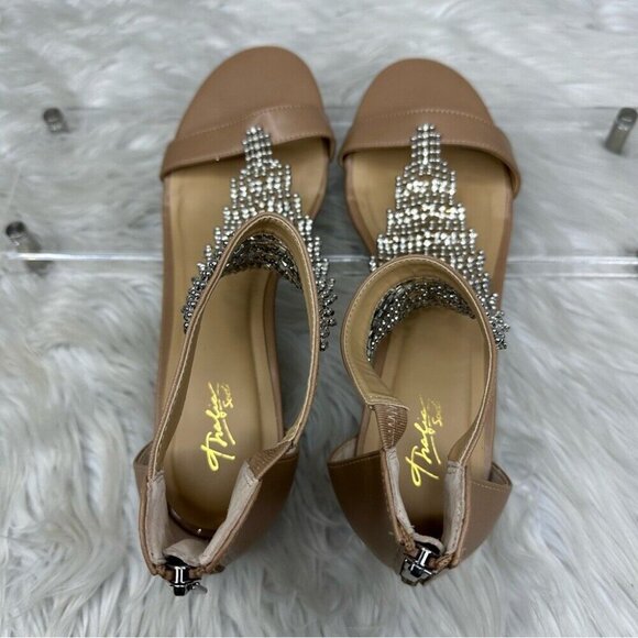 Thalia Sodi Women's Tan Embellished Tacey Open Toe Zip Wedge Sandals US 11M - Picture 5 of 15